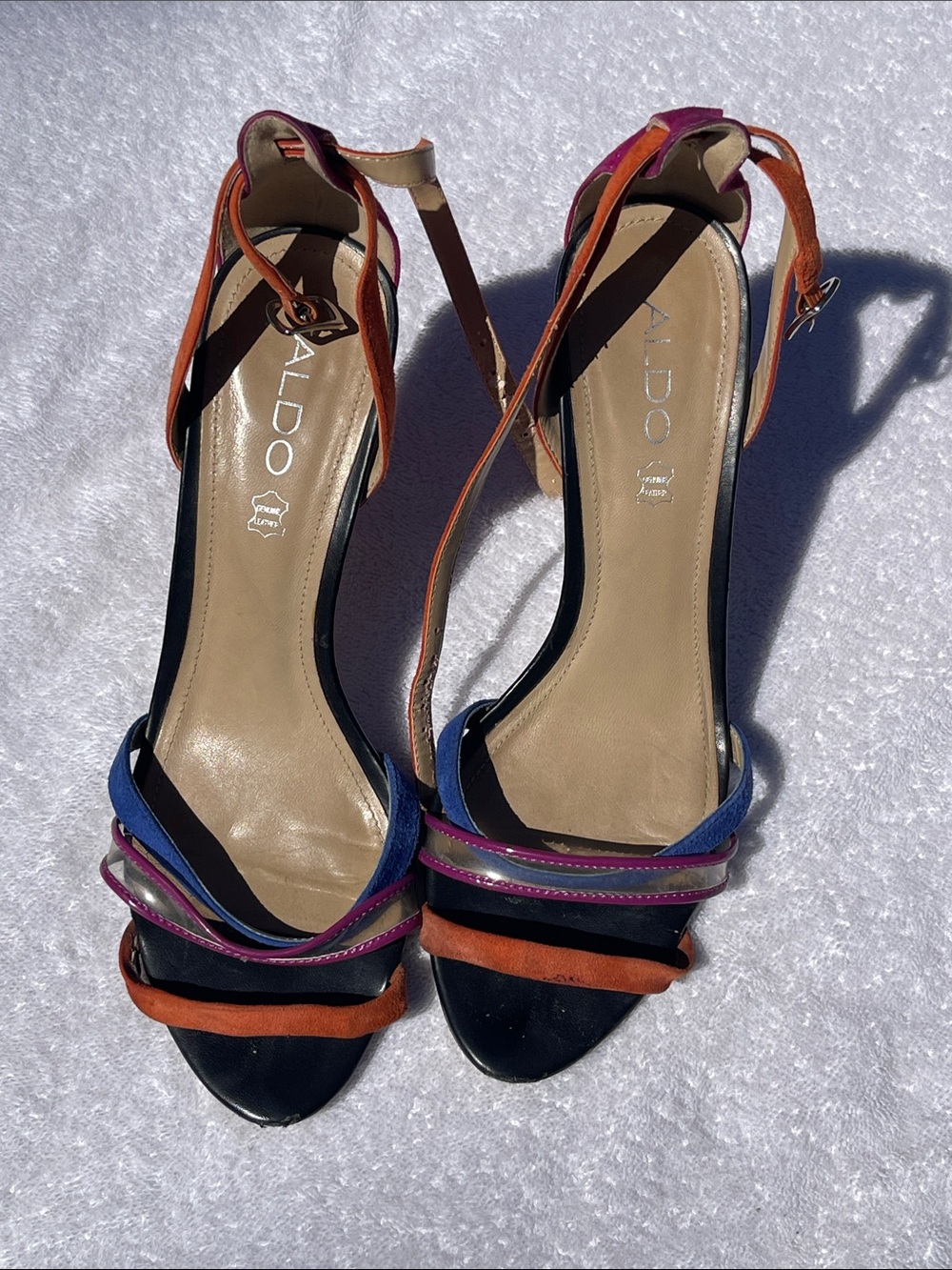 ALDO Multicolor Strappy High Heel Sandals — Blue, Purple, Orange, Black
